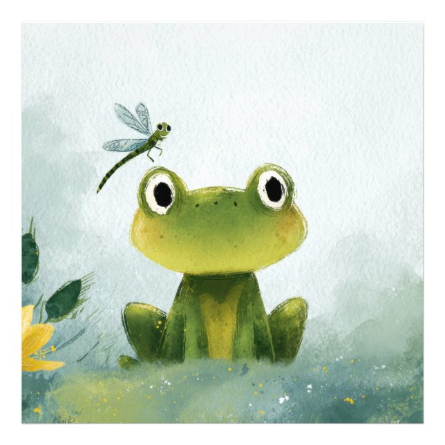 Foto Rã Fofa & Libélula – Ilustração de Natureza Suave (Frente)