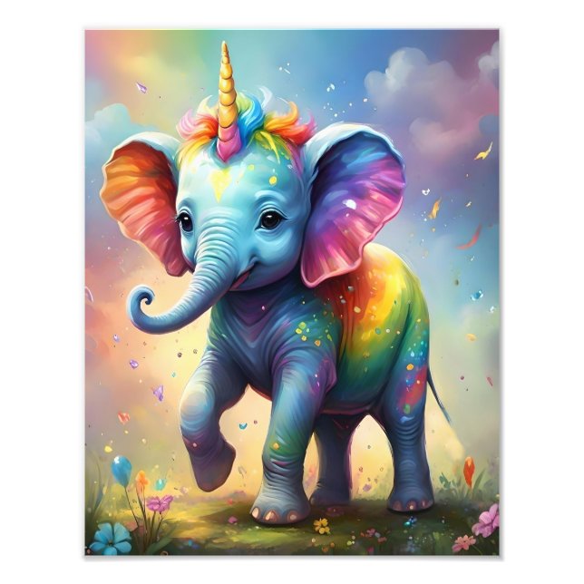 Foto Radiante Maravilha: O Bebê Arco-Íris Elefante Unic (Frente)