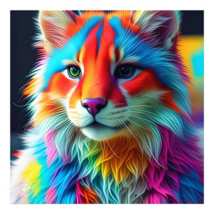 Foto Rainbow Colour Furry Cat-68587