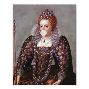 Foto Rainha Elizabeth I soprando chiclete branco