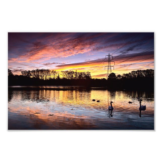 Foto Raios solares no lago, Leighton Buzzard (6353) (Frente)