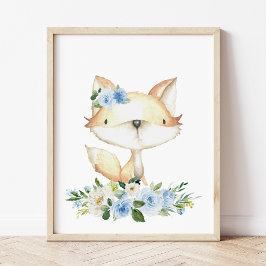 Foto Raposa-Bebê, Animais Da Floresta, Boho, Flores Azu