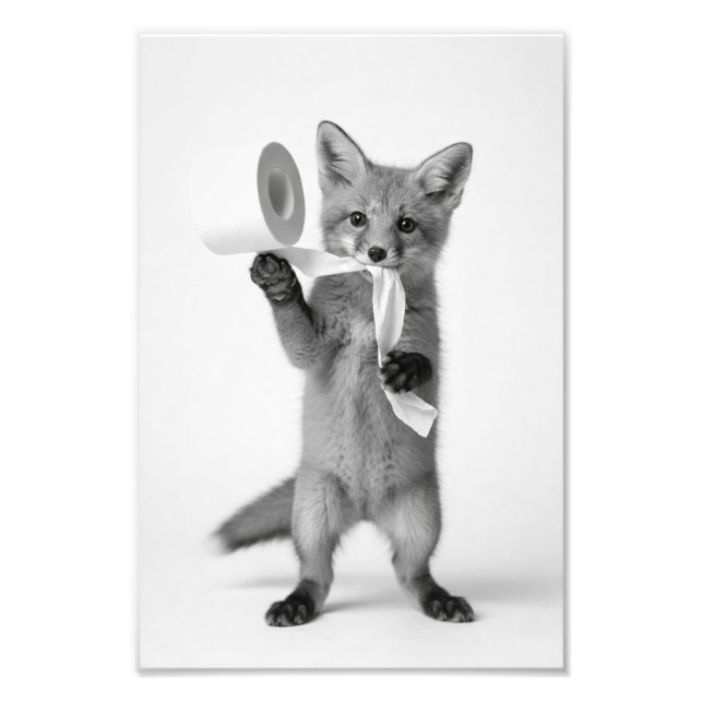 Foto Raposa Engraçada Segurando Papel Higiênico Minimal (Frente)