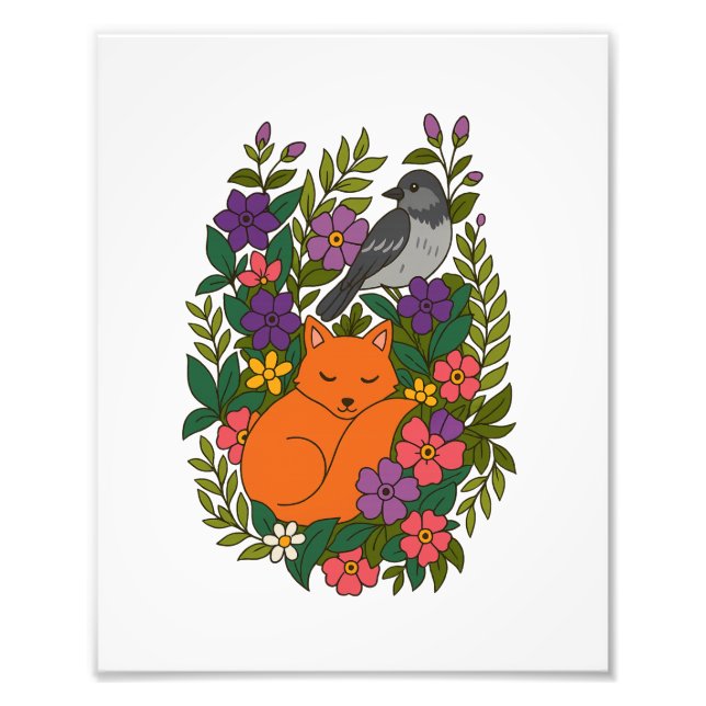 Foto Raposa, pombo e flores (Frente)