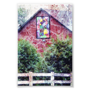 Foto Red Barn com Quilt Grunge
