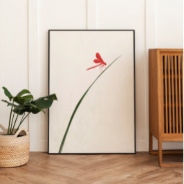 Foto Red Dragonfly Zen Minimalist Wall Art