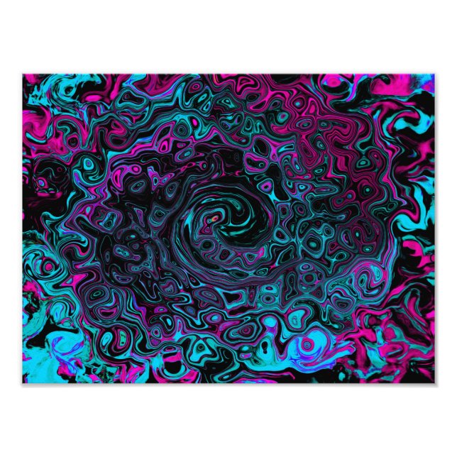 Foto Redemoinho Abstrato Retro Aqua Magenta e Preto (Frente)