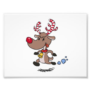 Foto Reindeer de Natal a correr  escolher cor de fundo