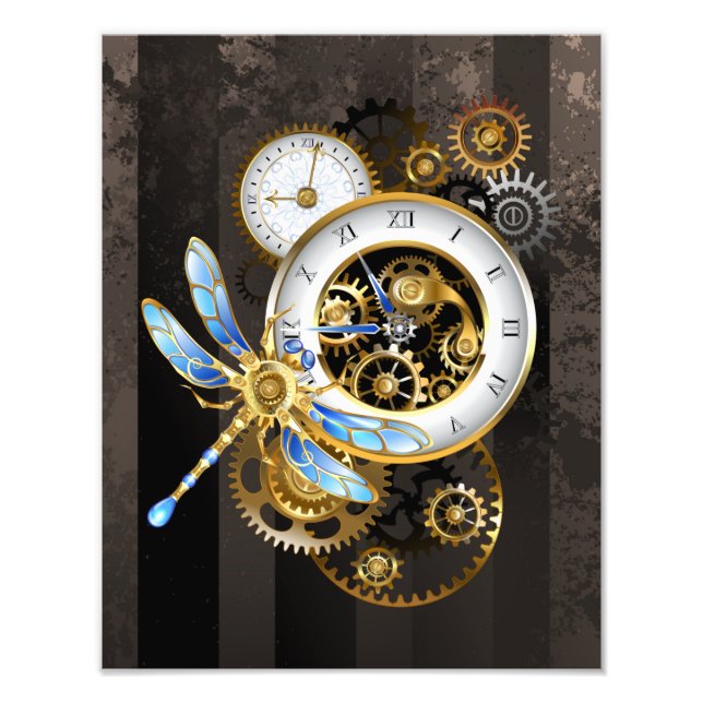 Foto Relógio Steampunk com Dragonfly Mecânica (Frente)