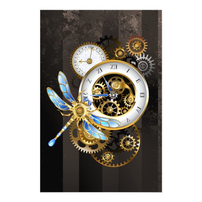 Foto Relógio Steampunk com Dragonfly Mecânica (Frente)