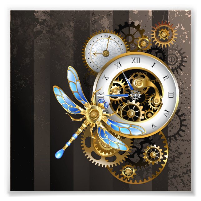 Foto Relógio Steampunk com Dragonfly Mecânica (Frente)