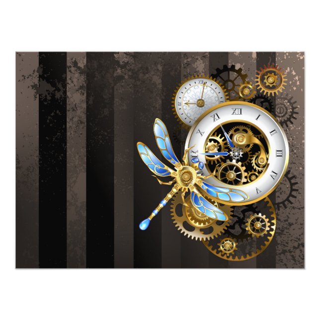 Foto Relógio Steampunk com Dragonfly Mecânica (Frente)