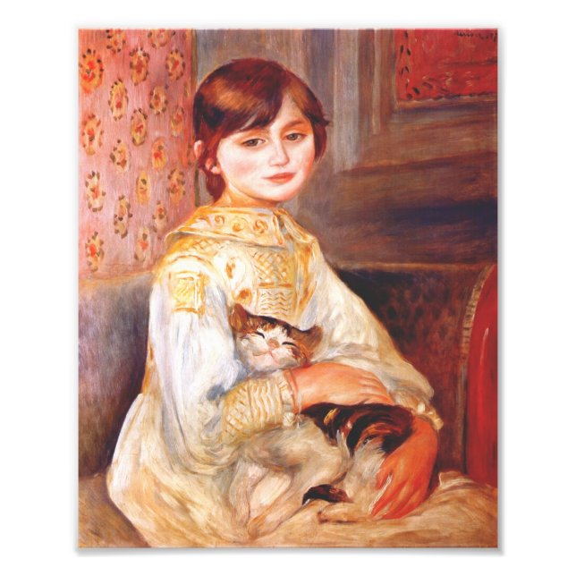 Foto Renoir Girl Com Cat Impressão (Frente)