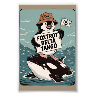 Foto Resista ao Ativismo de Pinguim Protesto Vintage 