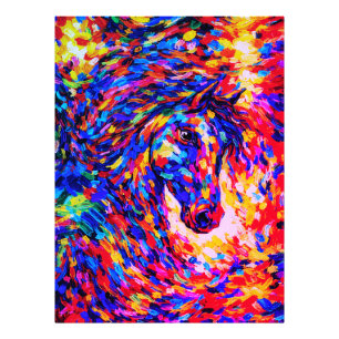 Foto Retrato Abstrato Colorido de Cavalo com Impasto