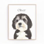 Foto Retrato Bernedoodle Personalizado<br><div class="desc">Eu estou apaixonado por esta ilustração de aquarela muito detalhada de um cão preto, branco e cinza bernodle ou sheepadoodle! Personalize essas impressões de arte com seu nome ou monograma para complementar sua decoração e alterar fontes selecionando a opção "editar usando a ferramenta design" na personalização. Compre o resto da...</div>