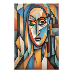 Foto Retrato Cubista Vibrante Abstrato Arte Geométrica