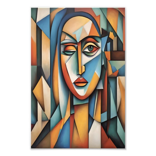 Foto Retrato Cubista Vibrante Abstrato Arte Geométrica (Frente)