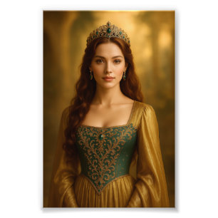 Foto Retrato da Princesa Real em Esmerald e Dourado