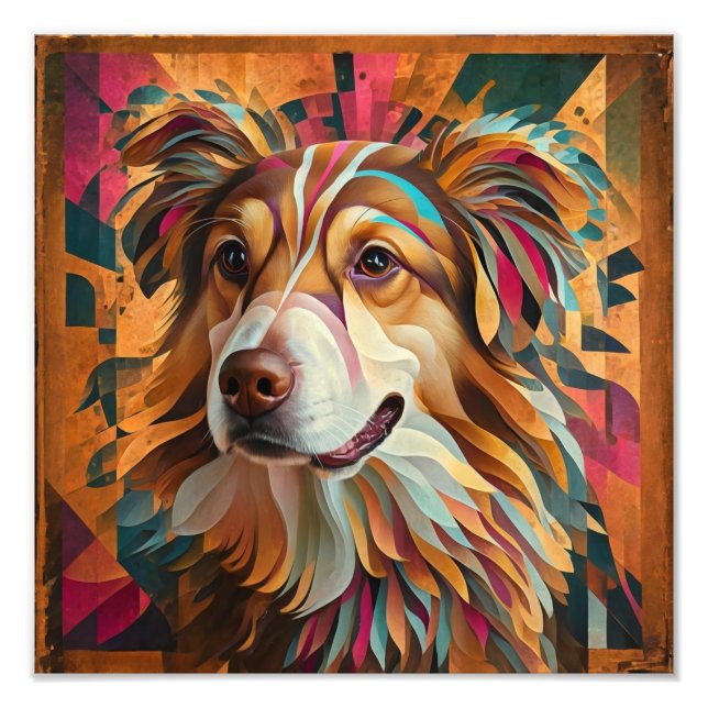 Foto Retrato de Cachorro Geométrico abstrato - Arte Dig (Frente)