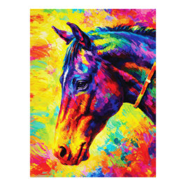 Foto Retrato de Cavalo Vibrante Impasto Colorido Selvag