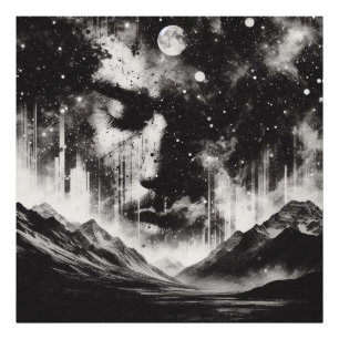 Foto Retrato de dupla exposição com Starry Sky Mountain
