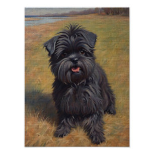 Foto Retrato de Pintura de Óleo de Cão Affenpinscher
