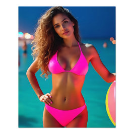 Foto Retrato de Praia Twilight — Mulher do Neon Pink Bi