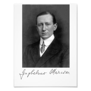 Foto Retrato e Assinatura de Guglielmo Marconi