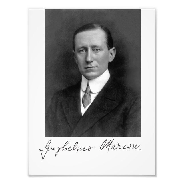 Foto Retrato e Assinatura de Guglielmo Marconi (Frente)
