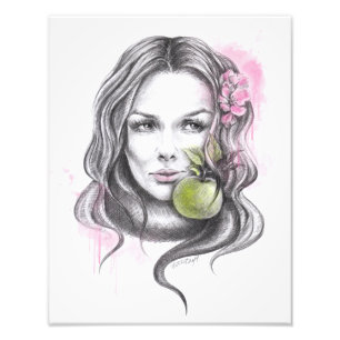 Foto Retrato feminino com maçã e flor Arte surreal