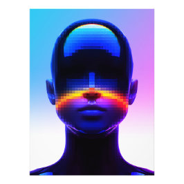 Foto Retrato Futurista em Pixel Art – Abstrato Digital