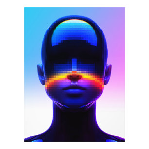 Foto Retrato Futurista em Pixel Art – Abstrato Digital