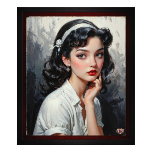 Foto Retrato Inspirado no Passado de Jovem Mulher Pensa