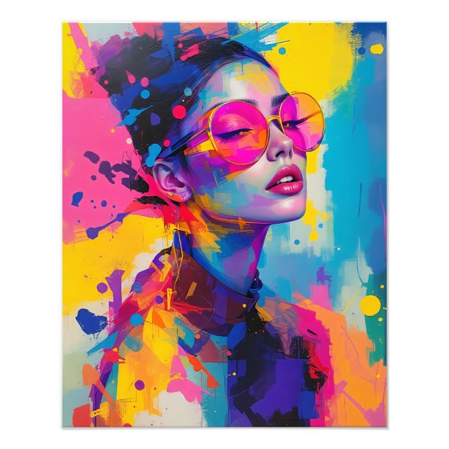 Foto Retrato moderno contemporâneo Mulheres óculos rosa (Frente)