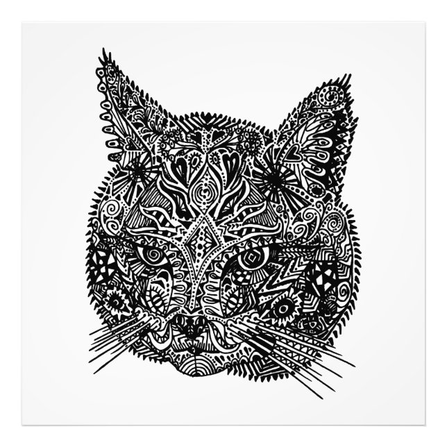 Foto Retrato Ornamental de Gato Negro e Branco (Frente)