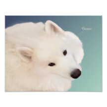 Retrato Samoyed;14" x 11",Satin de Papel Prof.Phot