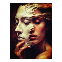 Retrato Surrealista de Mulher com Máscara Pintada