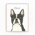 Foto Retrato Terrier de Boston Personalizado<br><div class="desc">Eu estou apaixonado por esta ilustração bizarra e detalhada de aquarela de um cão negro e branco boston terrier! Personalize essas impressões de arte com seu nome ou monograma para complementar sua decoração e alterar fontes selecionando a opção "editar usando a ferramenta design" na personalização. Compre o resto da minha...</div>