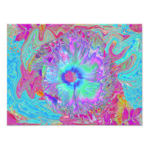 Foto Retro Arco-Íris Psicodélico Hibisco Azul