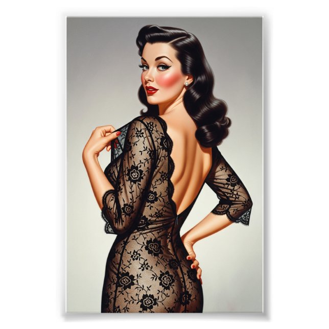 Foto Retro Brunette Pin-up Girl 50's Glamour Style (Frente)