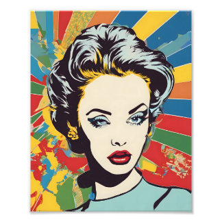 Foto Retro-Mulher Pop Retrato Vibrante