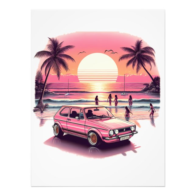 Foto Retro Pink Summer Sunset Beach Vibe (Frente)