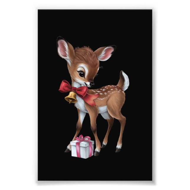 Foto Retro Vintage Reindeer Pink Christmas Baby Deer (Frente)
