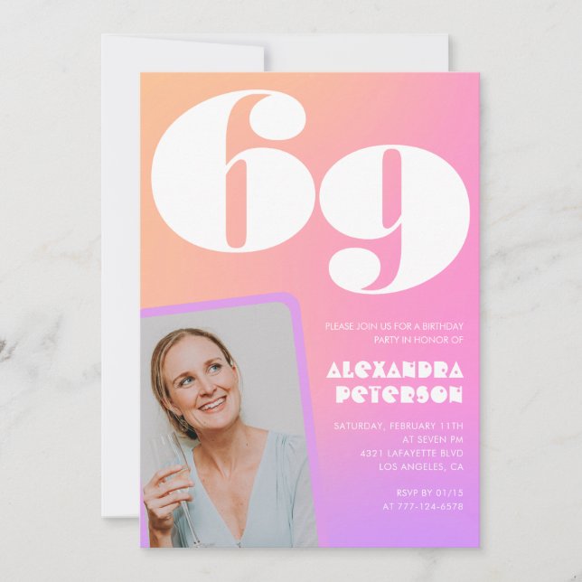 Foto Retroativa de Gradiente Rosa 69.º Convite de  (Frente)