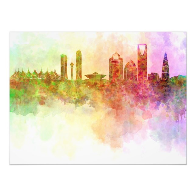 Foto Riyadh skyline in watercolour background (Frente)