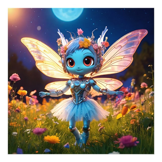 Foto Robô Pixie Bailarina Dançando nos Flores Silvestre (Frente)