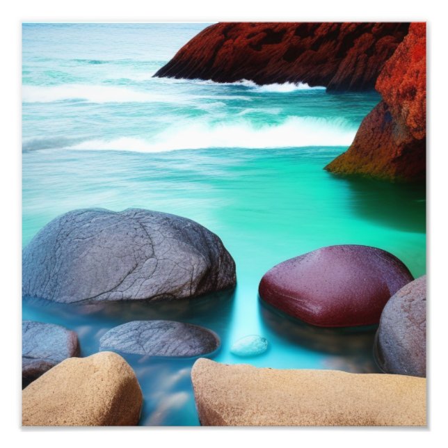 Foto Rochas Coloridas num Mar Turquesa (Frente)