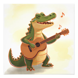 Foto Rockin’ Crocodile with Guitar – Fun Cartoon Animal