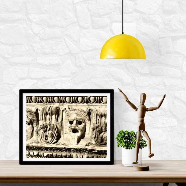 Foto Roman Stone Carved Drama Faces Photo Impressão (Criador carregado)